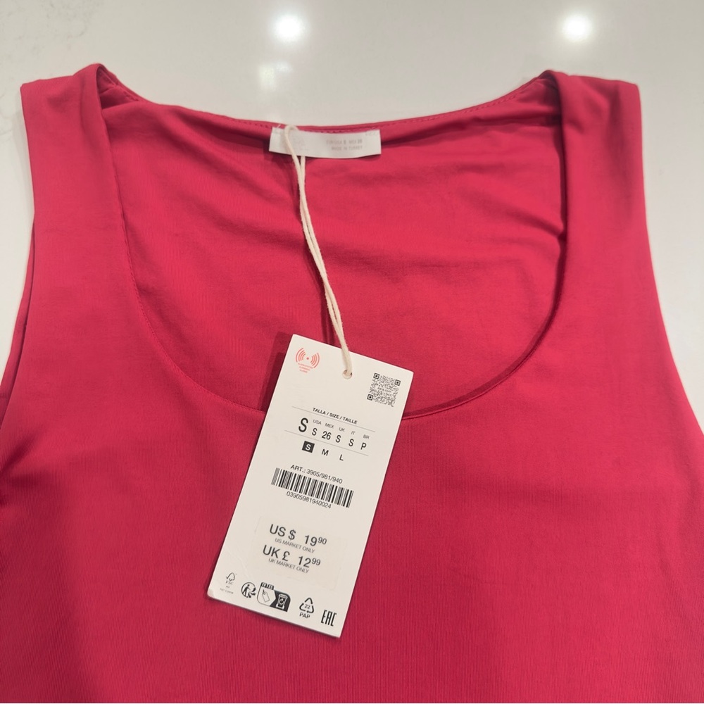 Zara Basic Red Tank Top Women's Small Casual Summer - Picture 2 of 6
